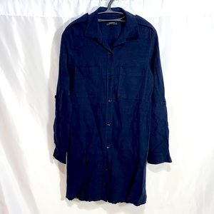 Dark navy blue Long sleeve blouse / dress button up from Zara Denim Collection.
